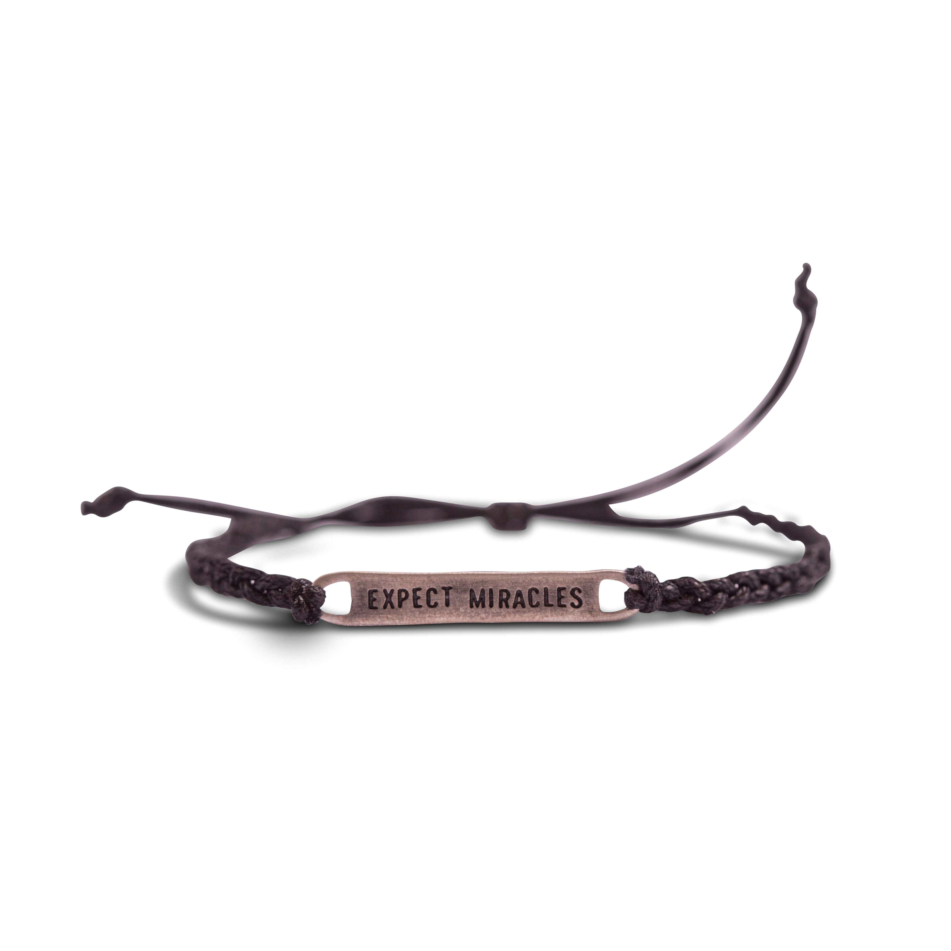 ***Silver Expect Miracles Braided Bracelet - Adjustable