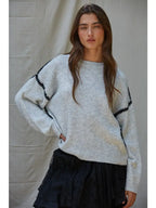 Knit Sweater Stitch Detailed Crew Neck Pullover