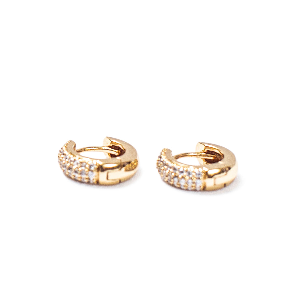 ***Gold Plated Large Chunky Pave Huggie Earrings