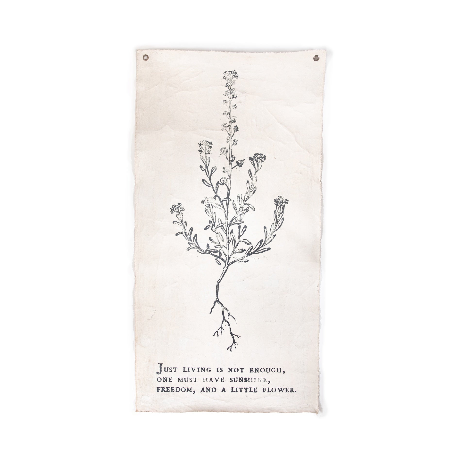 ***Just Living Is Not Enough - Botanical Hand Painted Wall Hanging  32"x63" (sizes vary)
