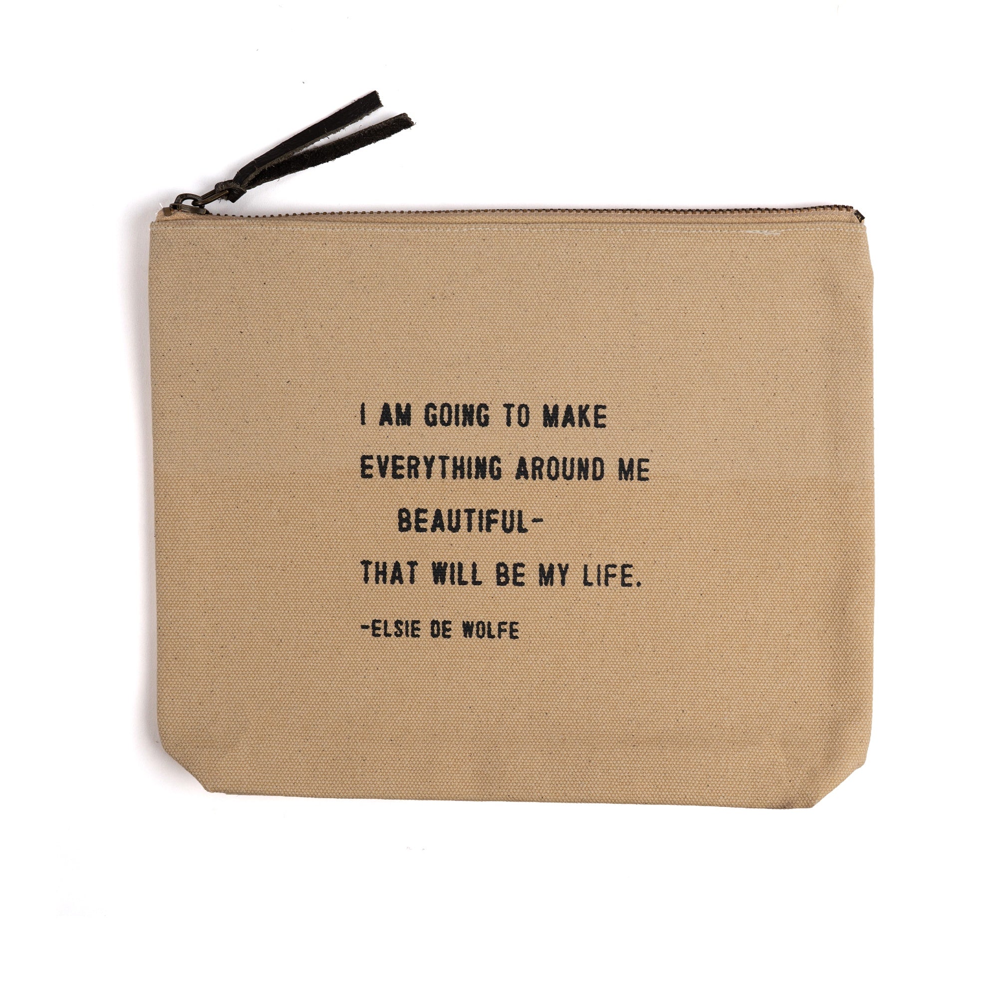 I Am Going To Make (Elsie de Wolfe) Canvas Zip Bag- Flax