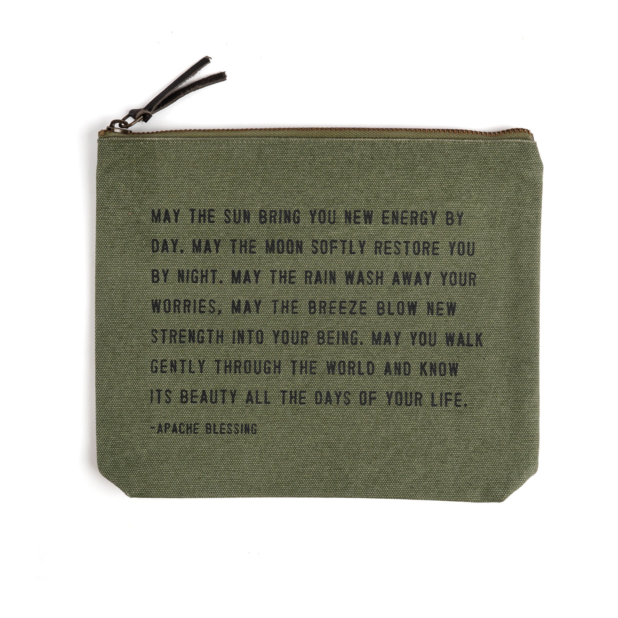 May The Sun Bring You (Apache Blessing) Canvas Zip Bag- Rosemary