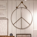 Large Hanging Metal & Jute Peace Sign