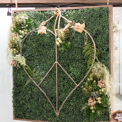 Hanging Metal & Jute Heart Peace Sign