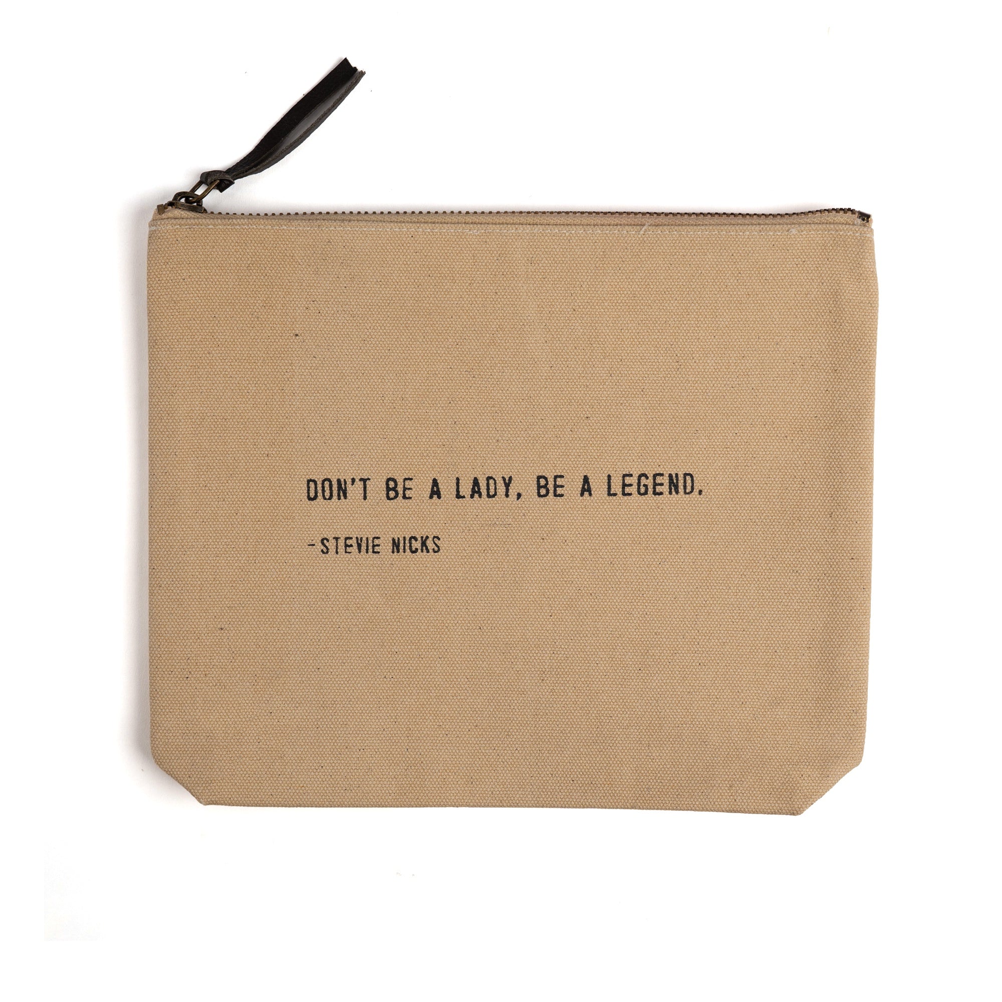 Be A Legend (Stevie Nicks) Canvas Zip Bag- Flax