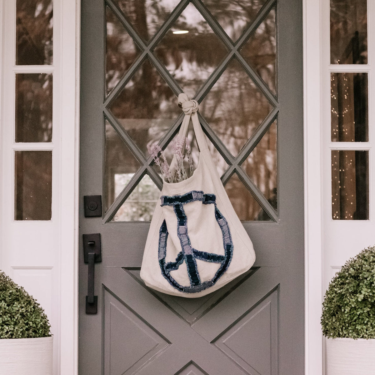 ***Peace Sign Stitched Messenger Bag - 21.5" x 18.5"