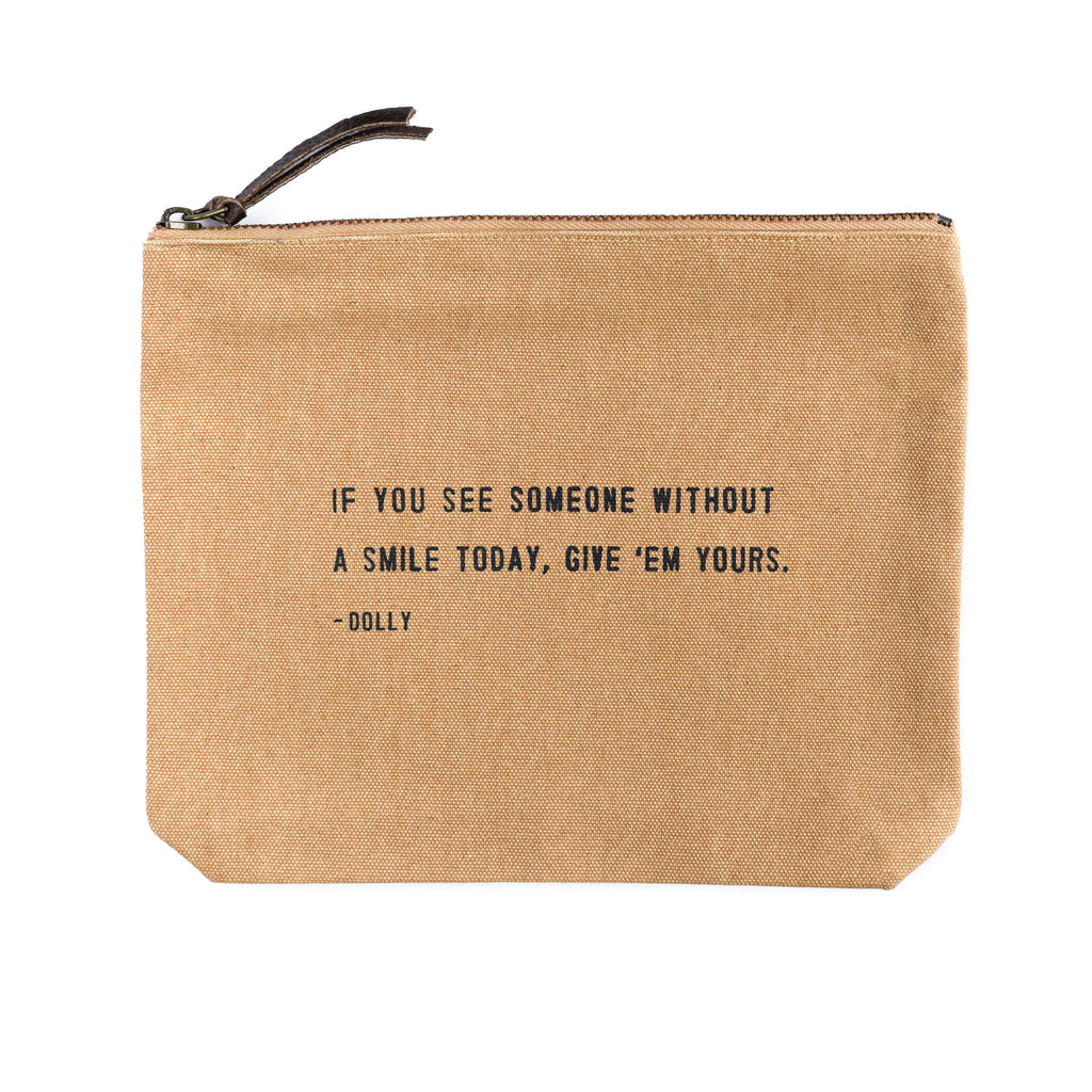 If You See Someone Without A Smile Canvas Zip Bag - Blush