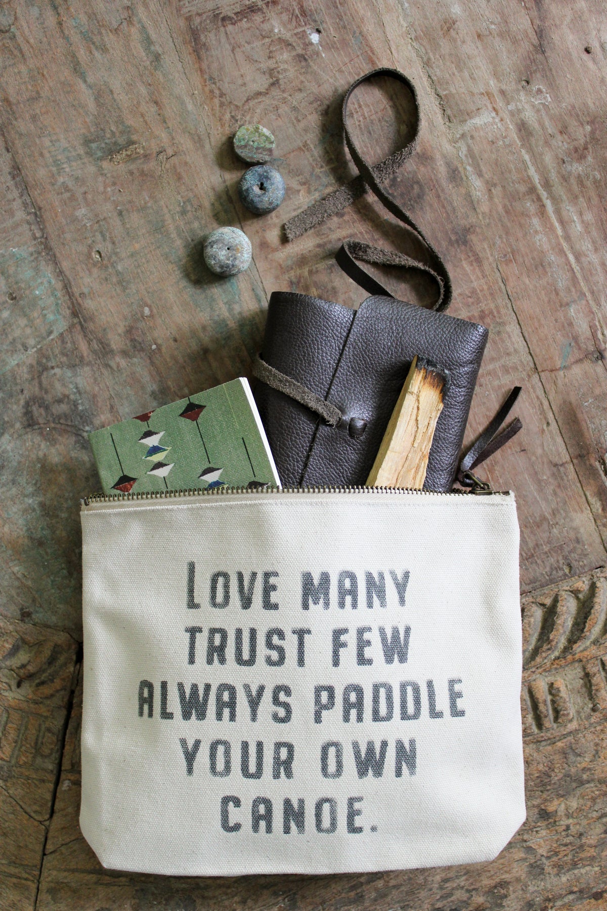 Love Many Canvas Zip Bag - Cream