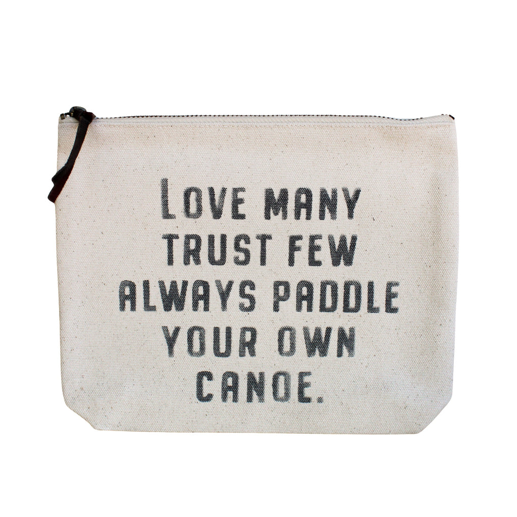 Love Many Canvas Zip Bag - Cream