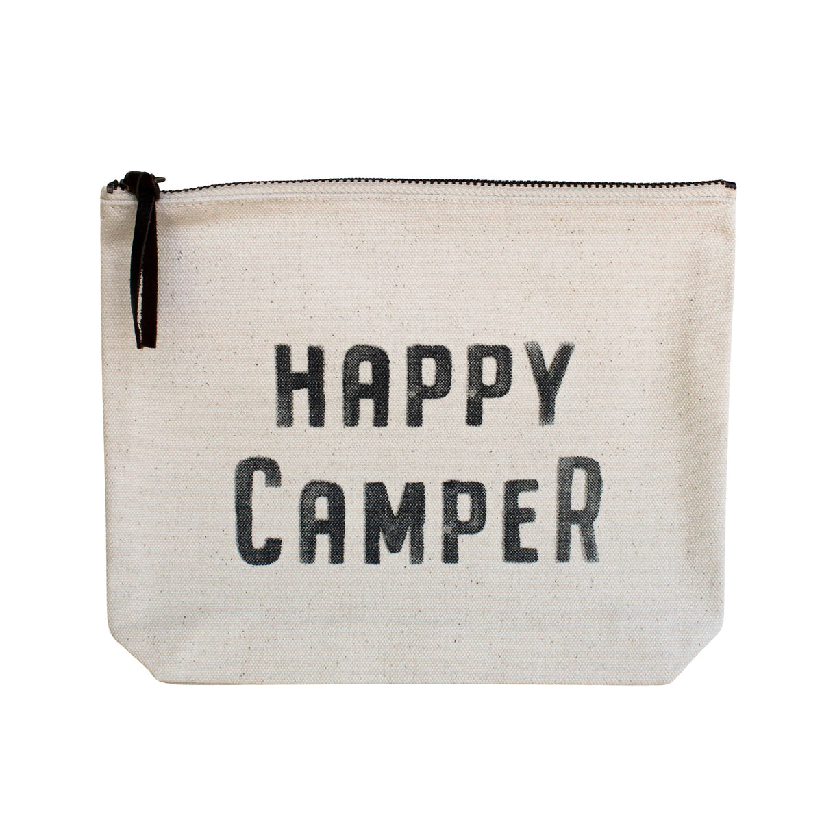 Happy Camper Canvas Zip Bag - Cream
