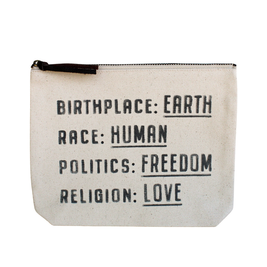 Birthplace Canvas Zip Bag - Cream