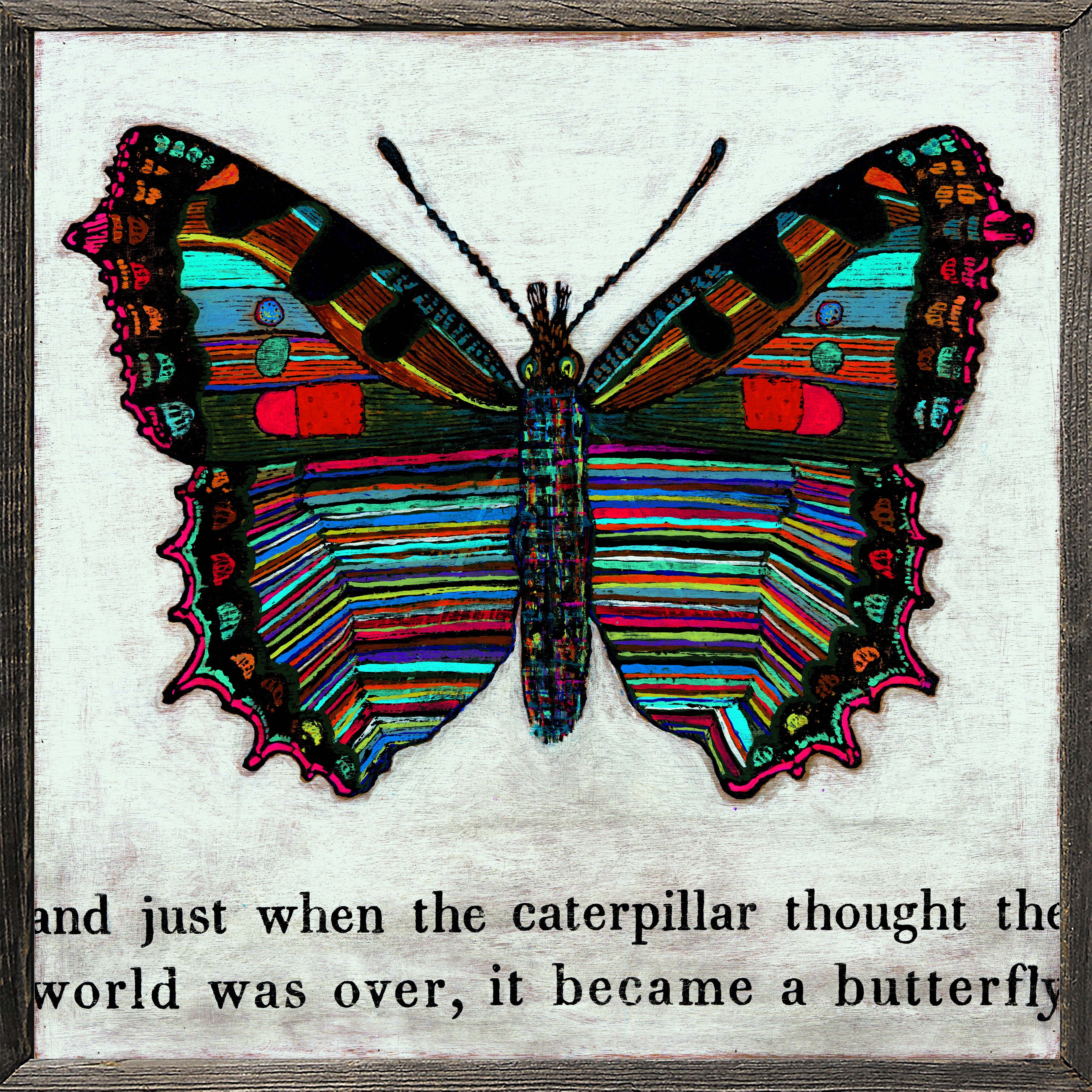 Butterfly Art Print  (Grey Wood)