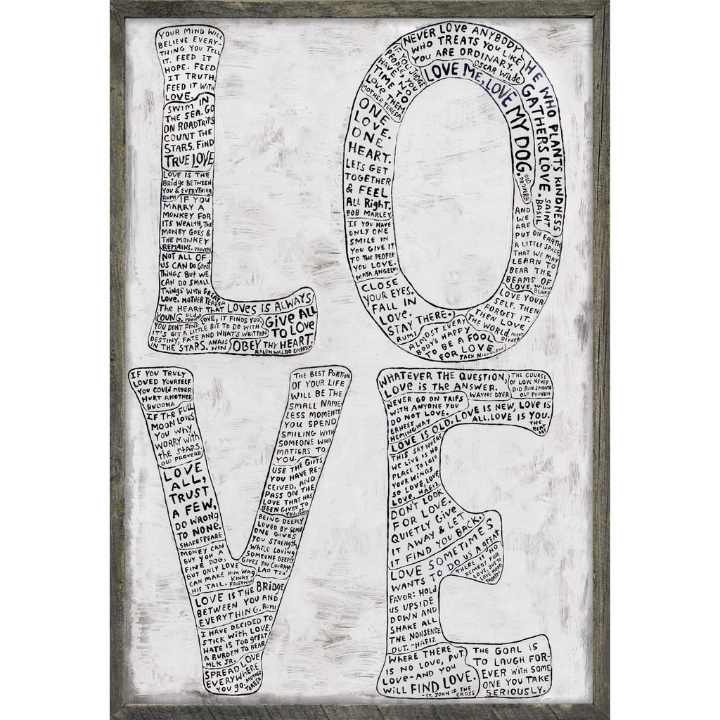 L-O-V-E Art Print in White - Grey Wood