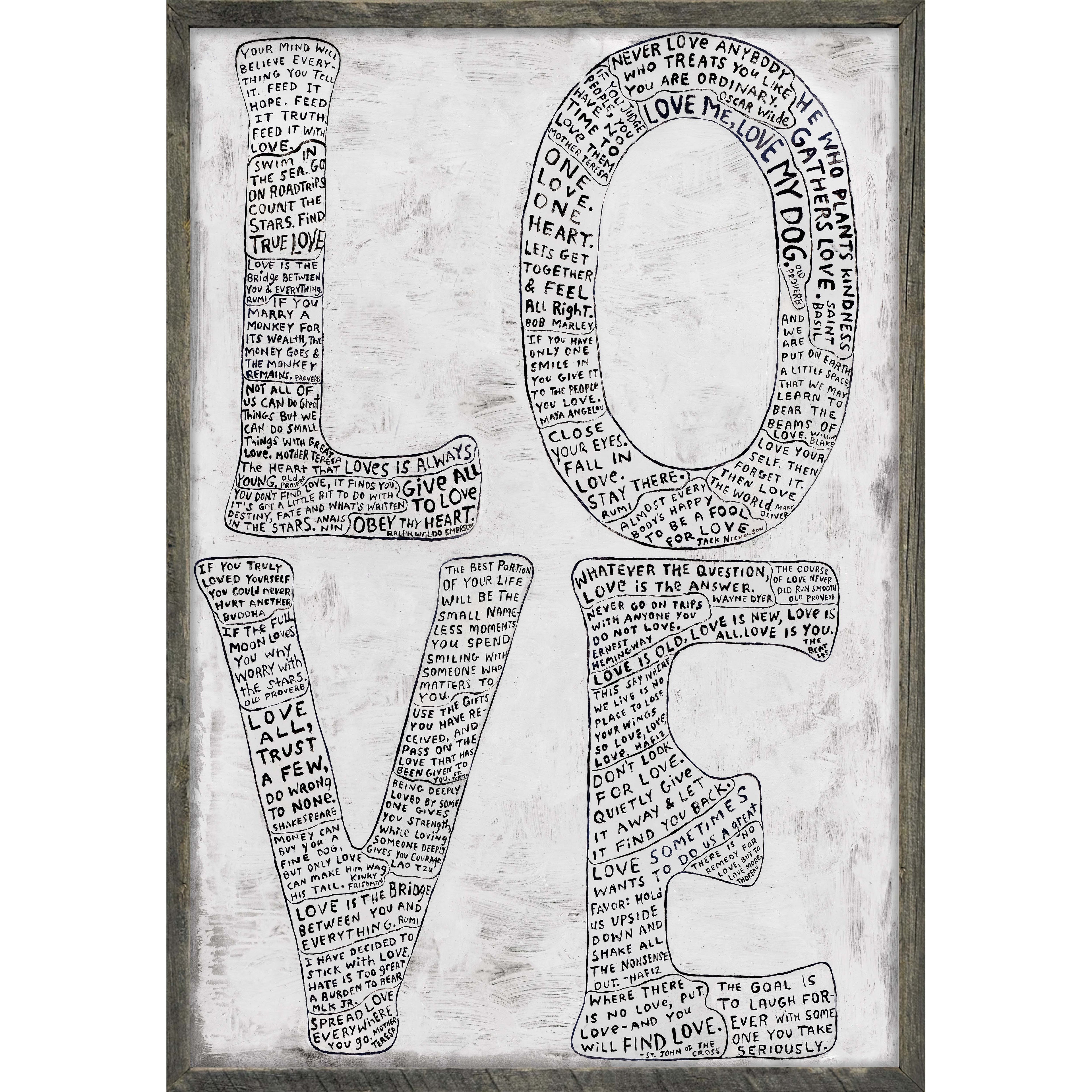 L-O-V-E in White - (Grey Wood) - Art Print
