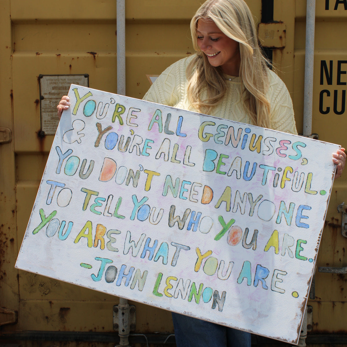 You're All Geniuses Art Print - Grey Wood