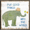 Good Things Elephant  Art Print (Grey Wood)