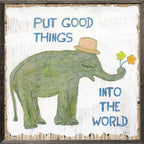 Good Things Elephant  Art Print - Grey Wood