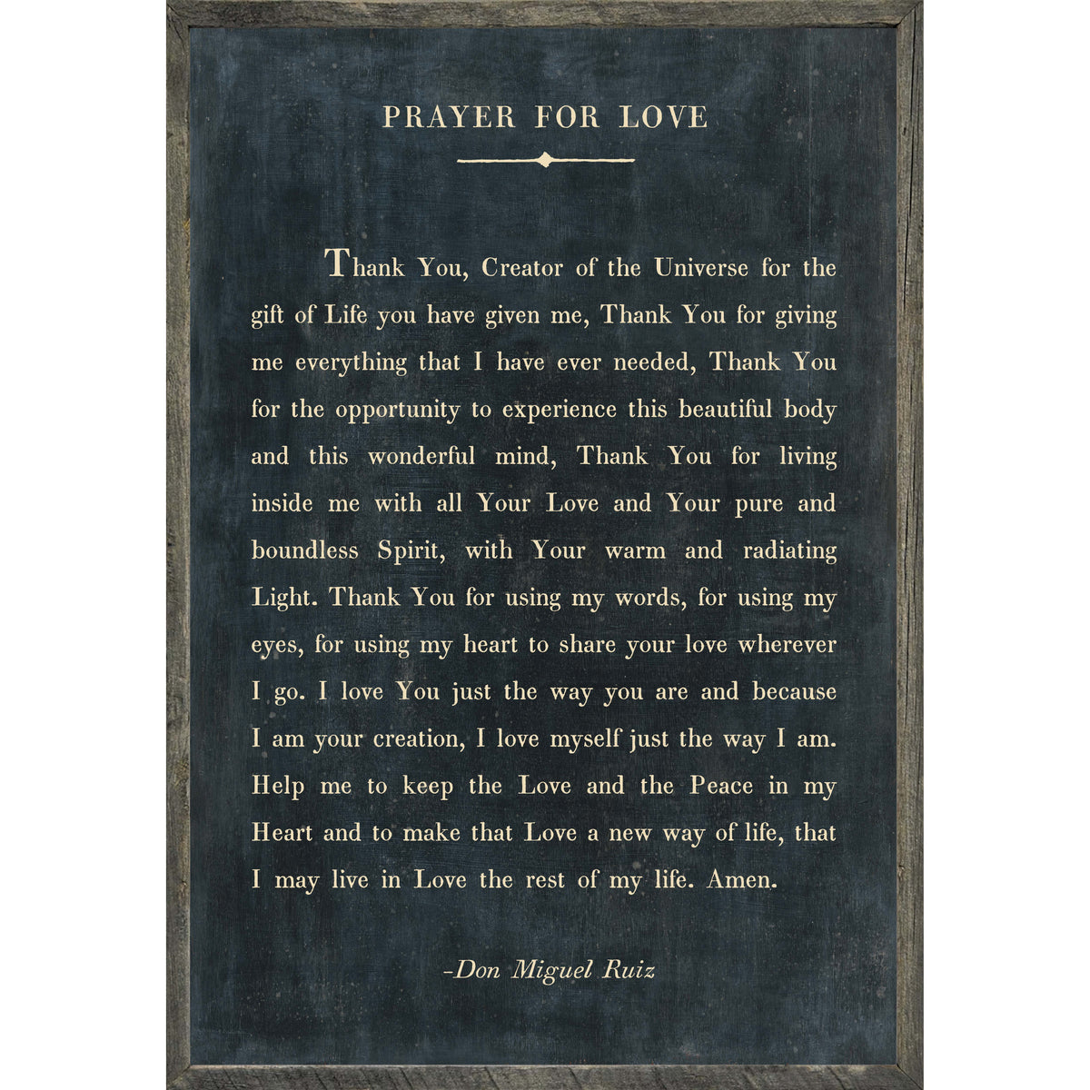 Prayer For Love Art Print - Grey Wood
