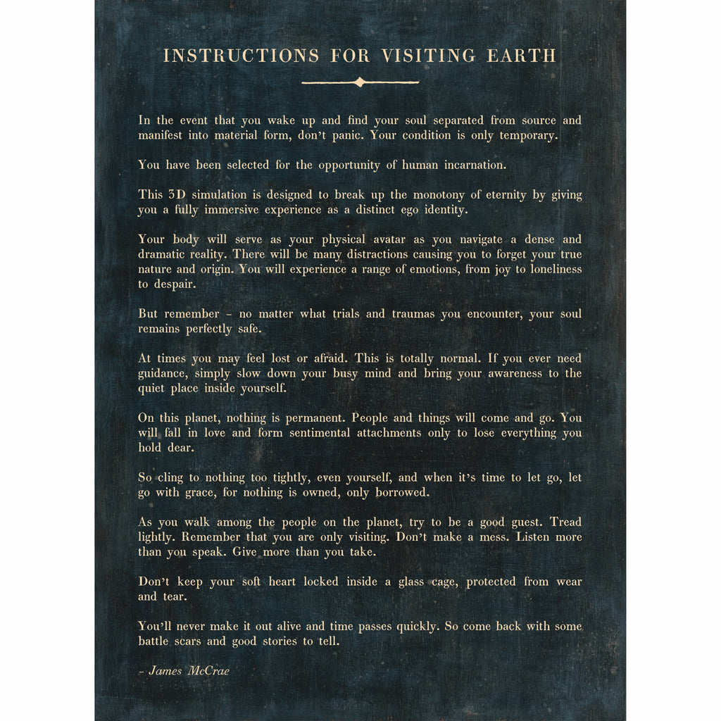 Instructions For Visiting Earth Art Print