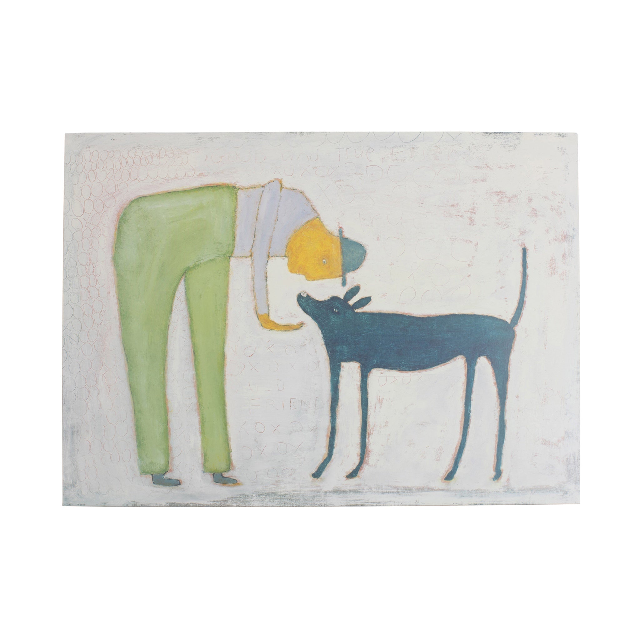 Man With Dog Art Poster - 16x12