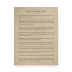 Rules For Being Human Art Poster In Cream - 12x16