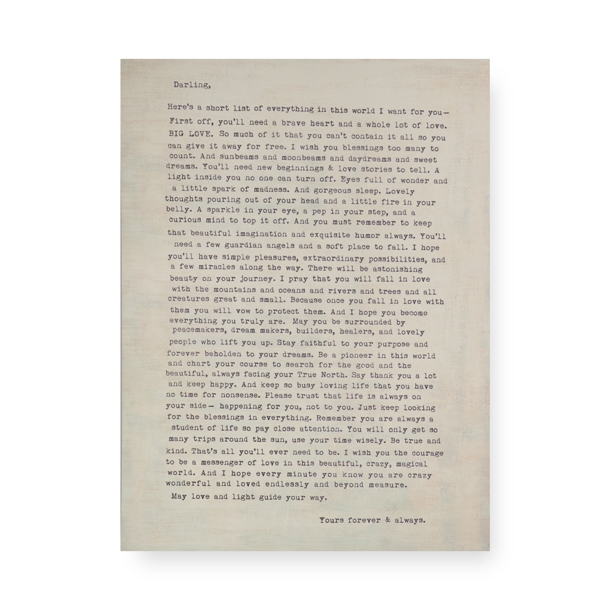 Camp Letter Art Poster In Cream - 12x16