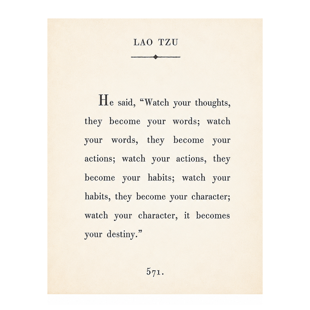 12"x16" Lao Tzu Book Collection Art Poster -Cream