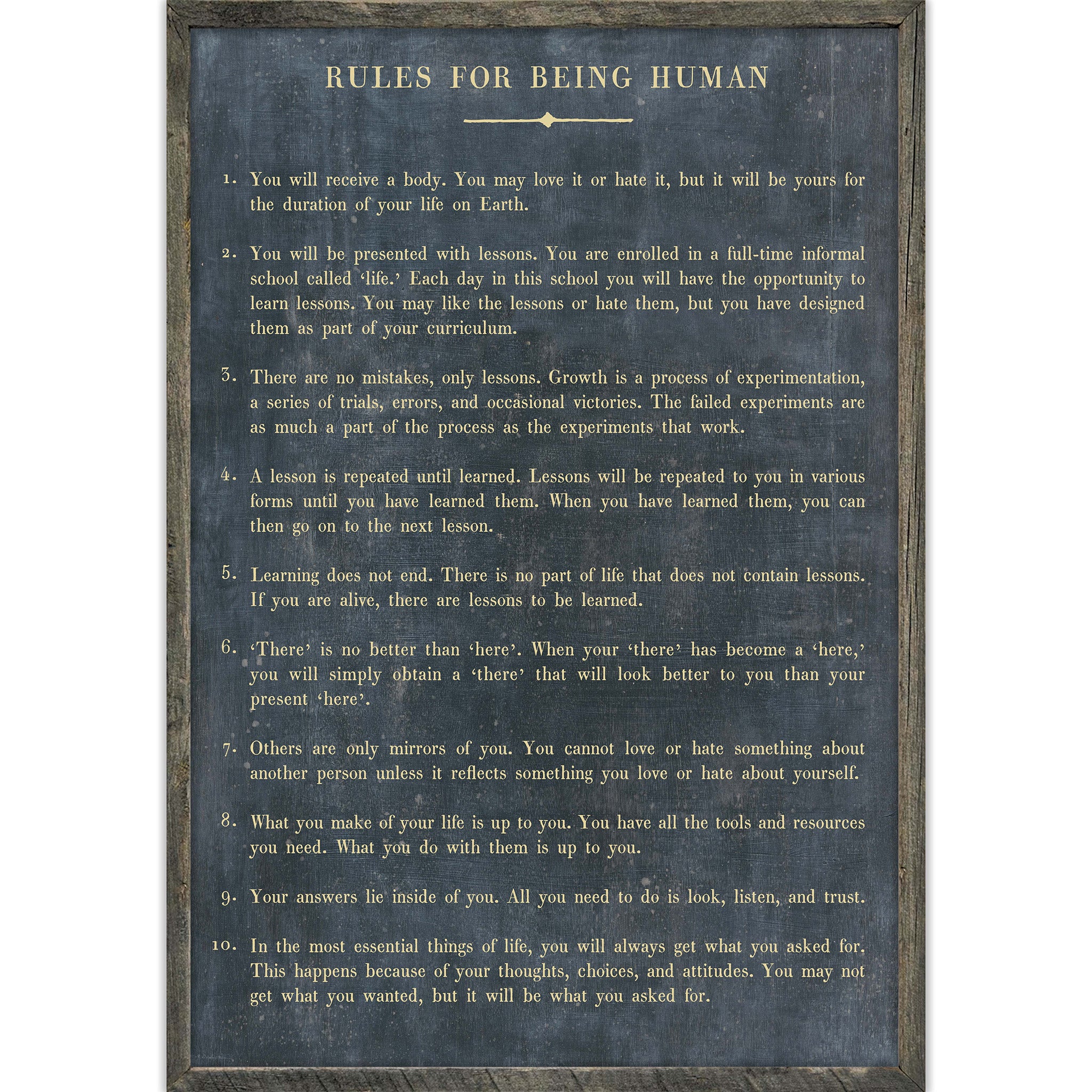 Rules For Being Human Art Print
