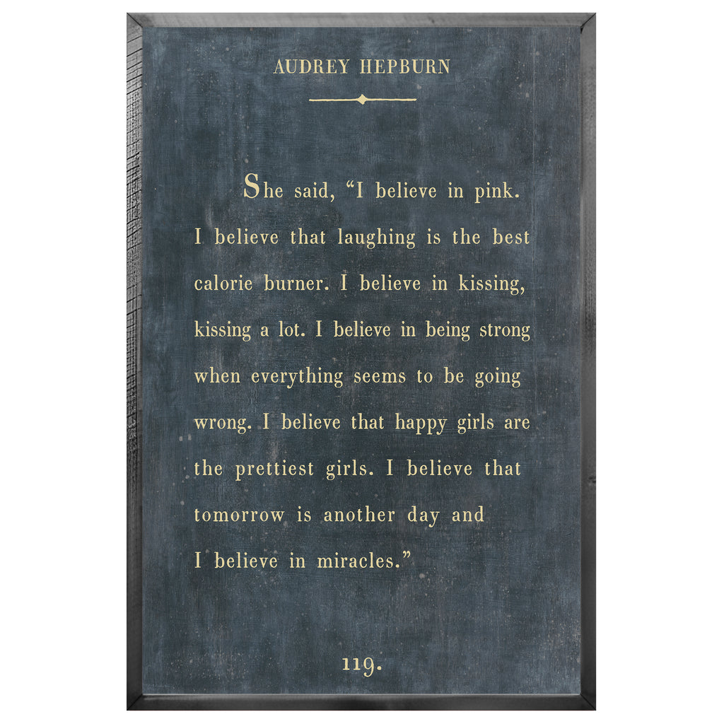 Audrey Hepburn - Book Collection (Grey Wood) - Art Print
