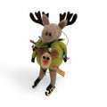 Felt Moose Ornament with Reindeer Sweater and Skates