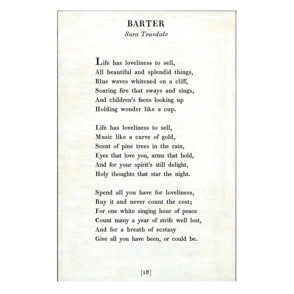 Barter - Poetry Collection - Art Print