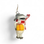 ***Felt Yeti With yellow present & Grey trapper hat