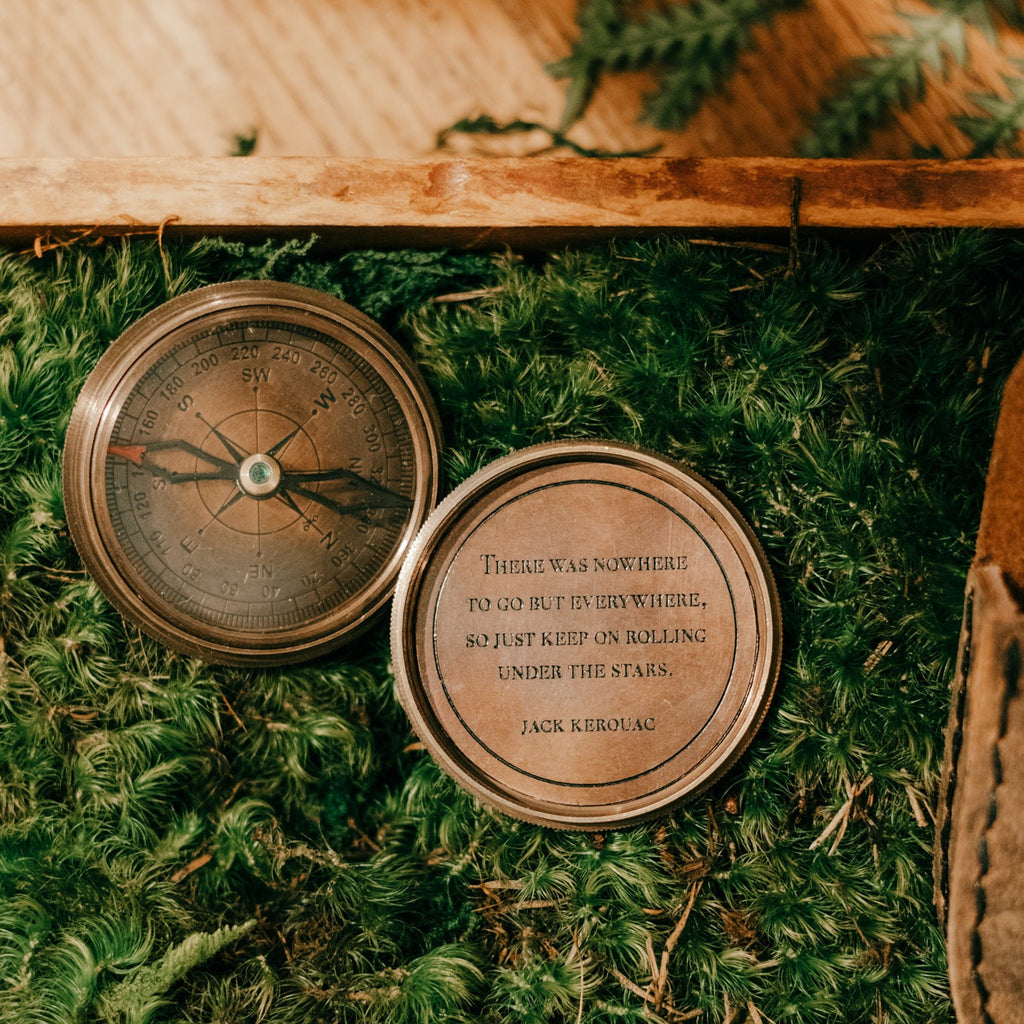 There Was Nowhere To Go Compass with Leather Pouch