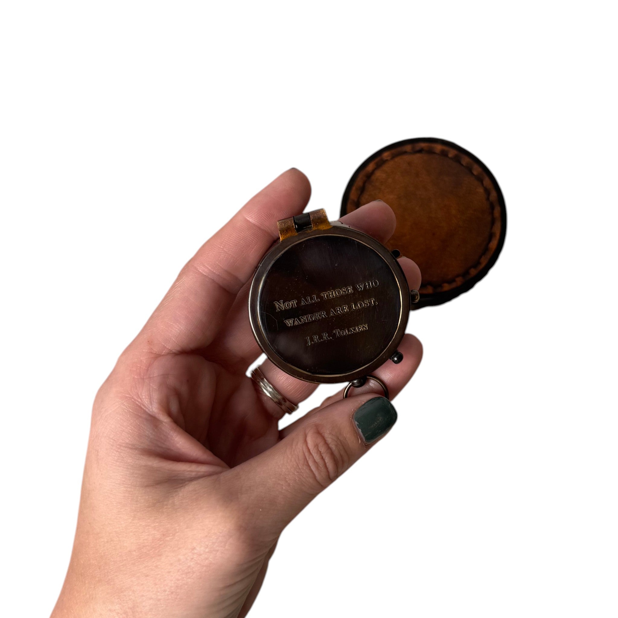 Not All Those Who Wander Compass with Leather Case