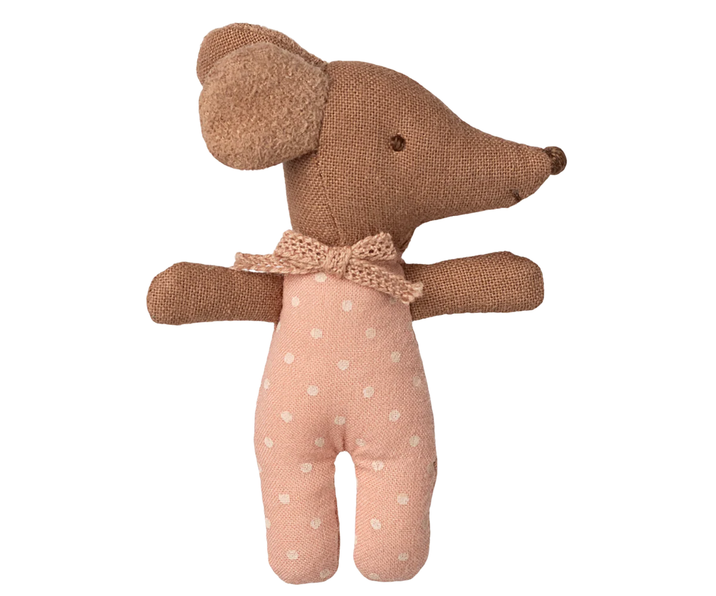 Sleepy Wakey Baby Mouse in Matchbox - Rose