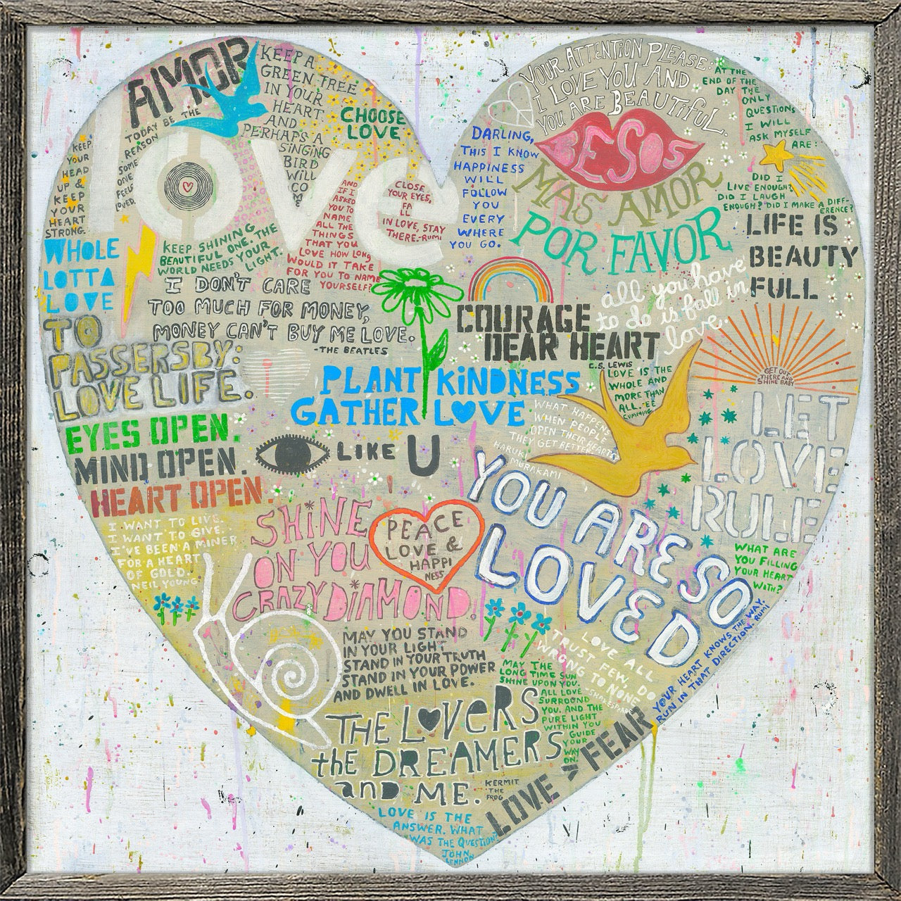 Choose Love Art Print in White - Grey Wood