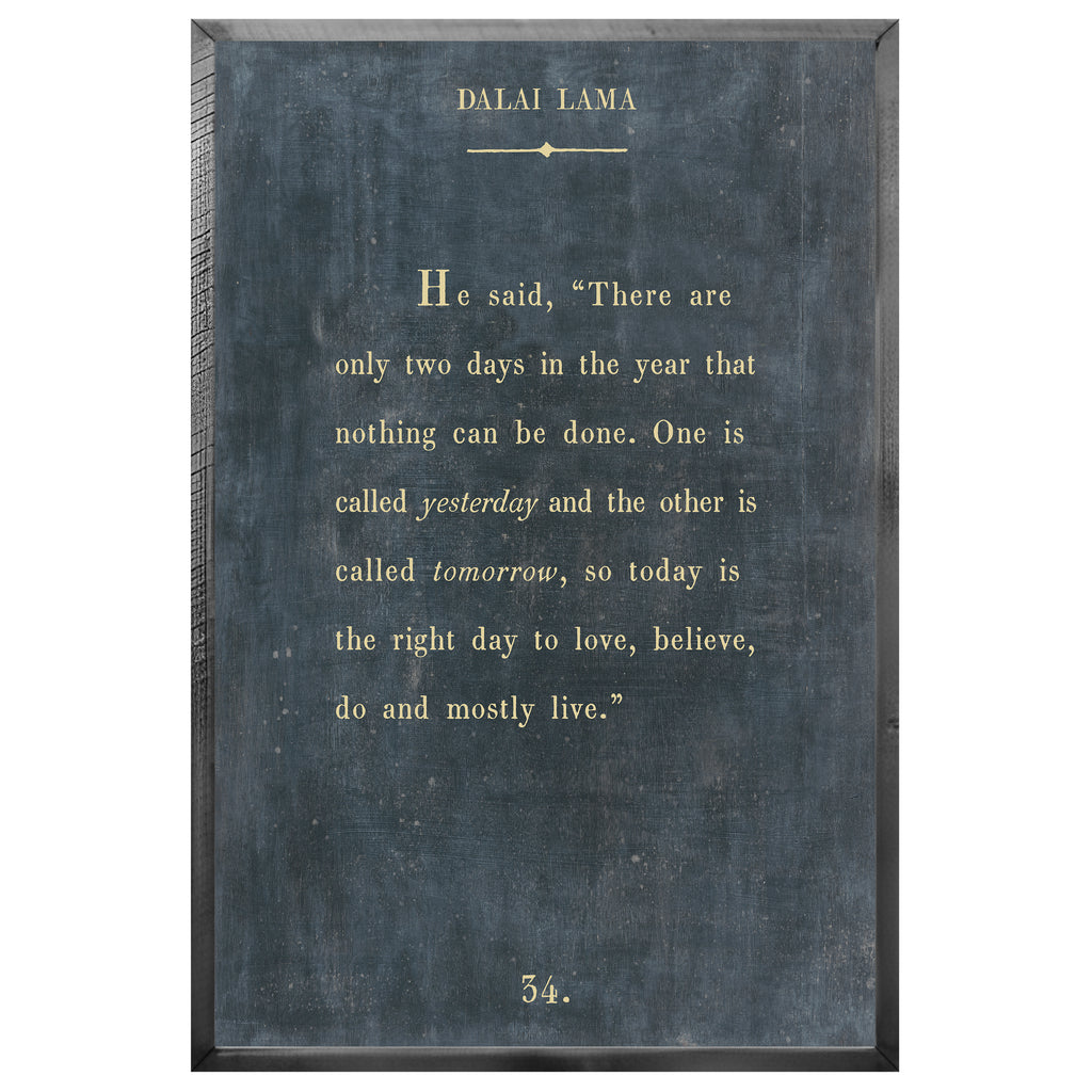 Dalai Lama - Book Collection (Grey Wood) - Art Print