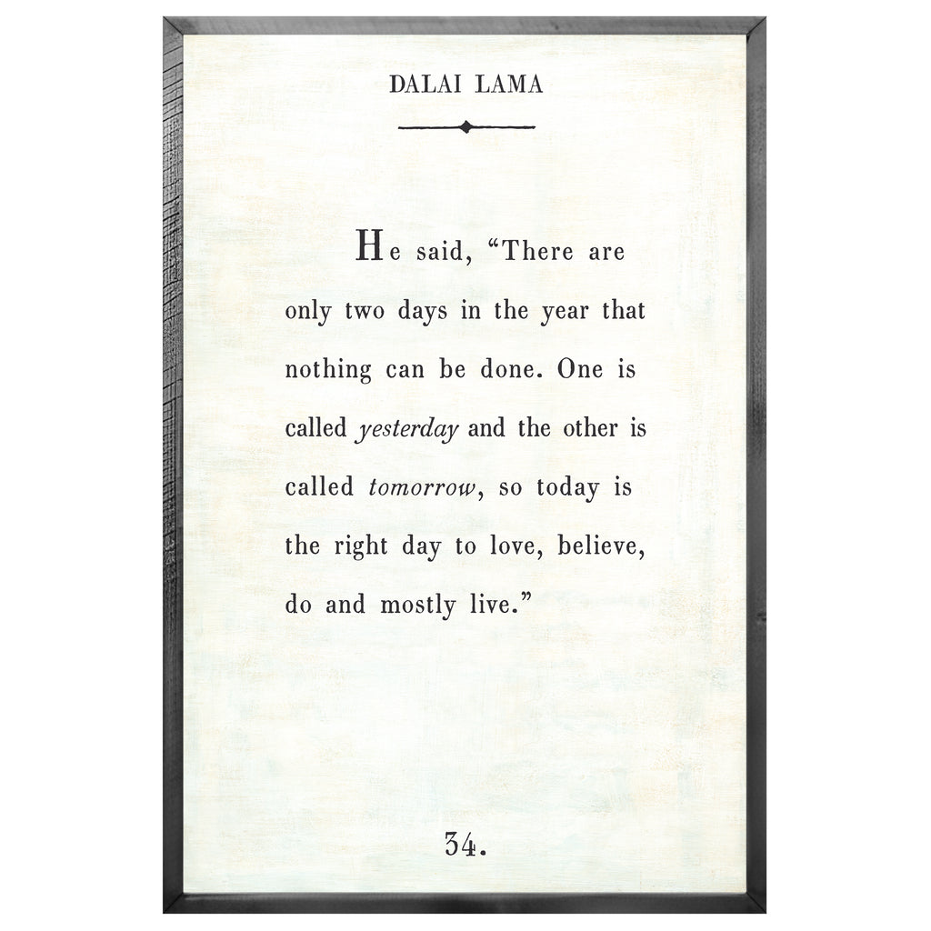 Dalai Lama - Book Collection (Grey Wood) - Art Print