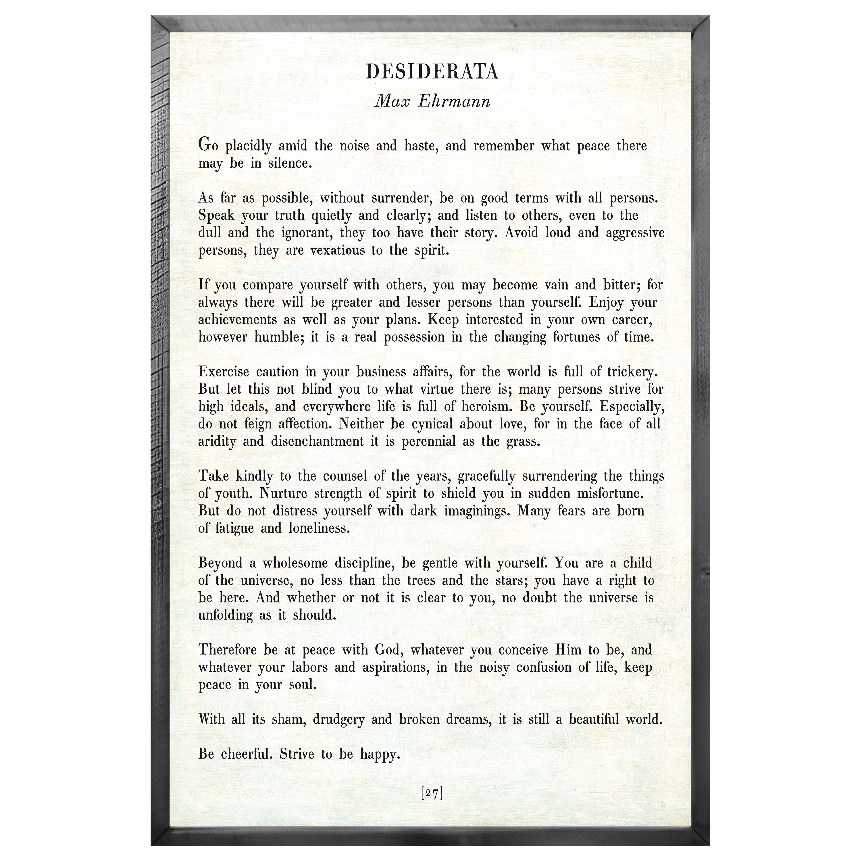 Desiderata Art Print - Grey Wood