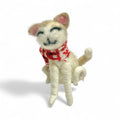 Tan & white Cat with red & white scarf - Clutter of Cats