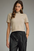 Mock Neck Short Sleeve Top - Oatmeal