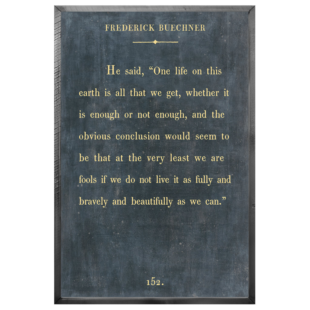 Frederick Buechner - Book Collection (Grey Wood) - Art Print