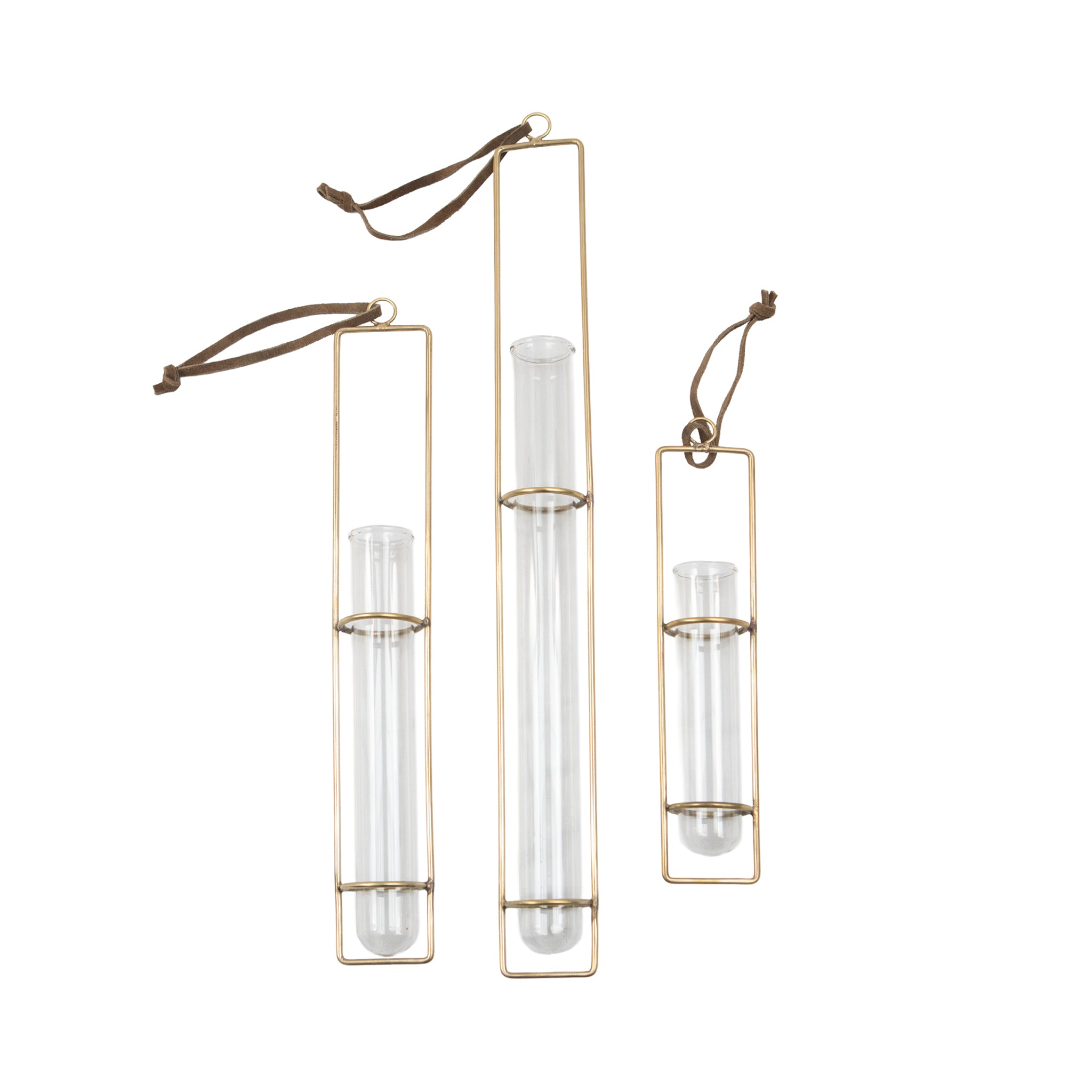Brass Hanging Glass Tube Vase