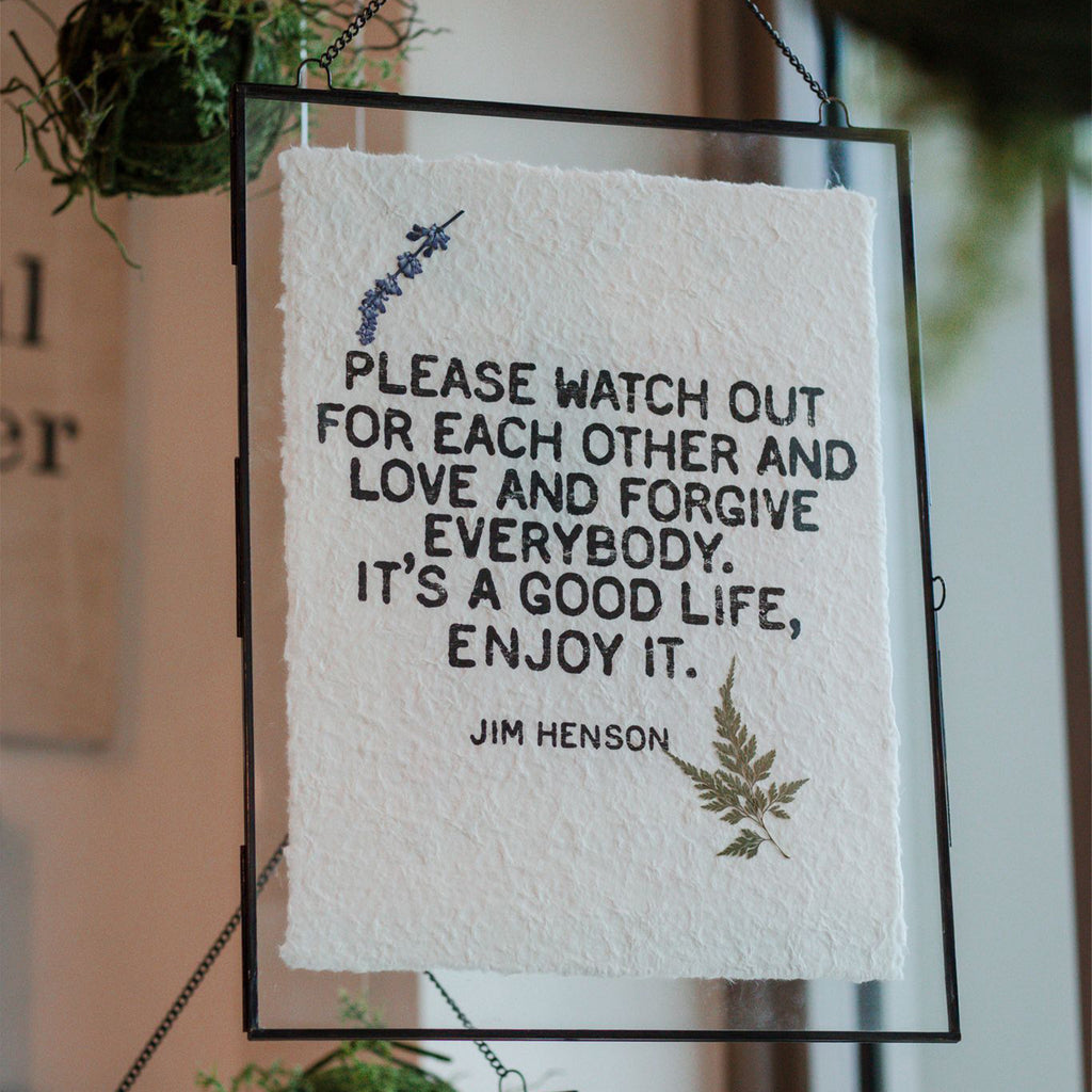 Please Watch Out For Each Other Handmade Paper Print - 12x16