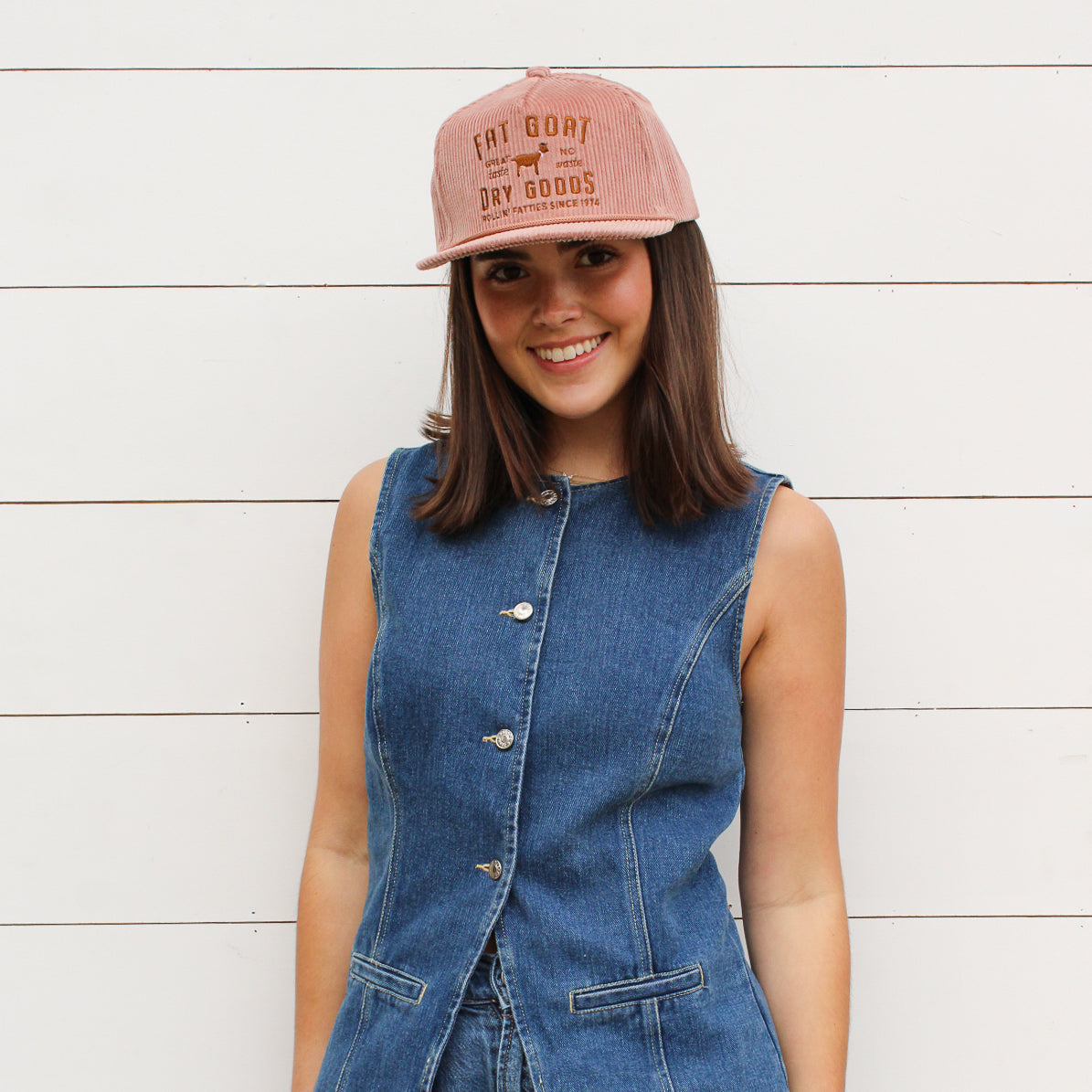 Fat Goat Corduroy Trucker Hat- Pink