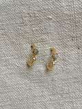 Moonstone & White CZ Stud Circle Earrings