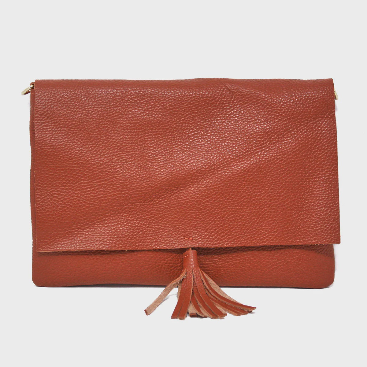 Leather Crossbody w Tassel, Brick