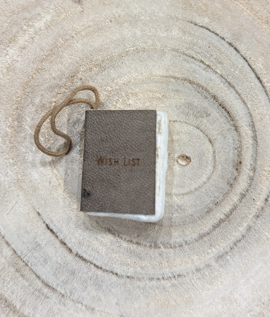 Wish List Little Book Ornament - Grey