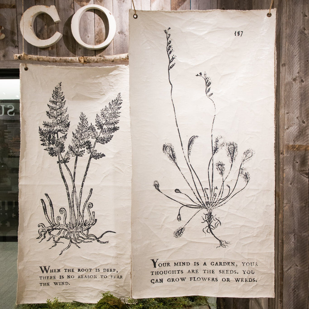 ***Your Mind Is A Garden Botanical Hand Painted Wall Tarp 32x63