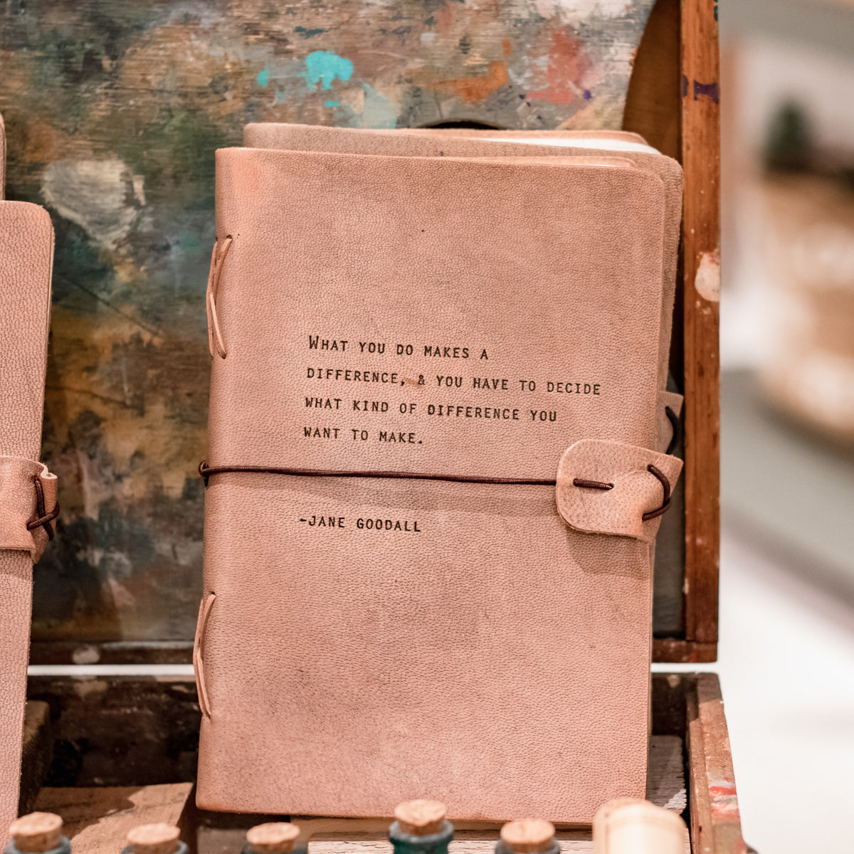 Jane Goodall Artisan Leather Journal - Blush